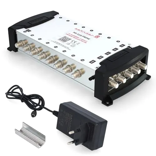 ZEHNDER 5/16 Multischalter für 16 Teilnehmer - Multischalter für 1 Satelliten, ideal für 16 Teilnehmer; unterstützt 4K UHD und bietet herausragende Signalqualität mit hoher Entkopplung für störungsfreien Empfang.