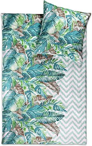 jilda-tex Bettwäsche Tropical 135x200 cm - Jungle Leaves Design - Bettwäsche-Set aus 100% Baumwolle mit tropischem Jungle Leaves Design, pflegeleicht und ideal für erholsame Nächte. Hochwertig, hautfreundlich und für Allergiker geeignet.