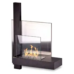 Vienna Ethanol Wandkamin 65x23xH75 cm in Schwarz