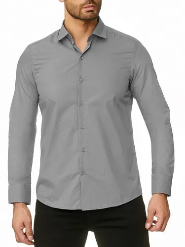 Reslad Herren Hemd Slim Fit bügelfrei in grau XL - Elegantes Slim Fit Herrenhemd, ideal für Freizeit und besondere Anlässe. Bügelfrei und aus hochwertigem Baumwollgemisch für optimalen Tragekomfort. Perfekt kombinierbar für jeden Look!
