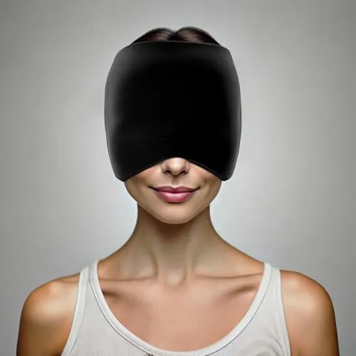 newgen medicals Migränemaske: 360°-Migräne-Maske zum Kühlen und Wärmen, 1 Gel-Lage, schwarz (Augenmaske Wärme, Wärmemasken, Anti Stress)