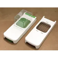 Alligator 3008 G Würfelschneider Set 6x6 + 12x12 mm - Reiben & Küchenreiben – Effizienter Würfelschneider mit scharfen Edelstahlmessern für müheloses Schneiden von Gemüse und Obst. Zeit sparen und Tränen vermeiden dank cleverem Auffangbehälter und Fingerschutz.