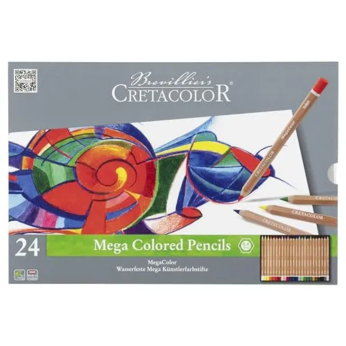 Produktbild CRETACOLOR MegaColor, 24er Set im Metalletui, Extra Dicke Mine, Satten Auftrag – Wachsiger aufstrich, für Großflächiges Malen