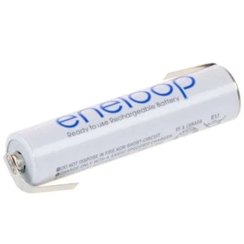 5er Pack Eneloop Micro AAA Akkus mit Lötfahne Z-Formh - 1,2 Volt / 800 mAh inklusive hochwertiger Kraftmax Akkubox