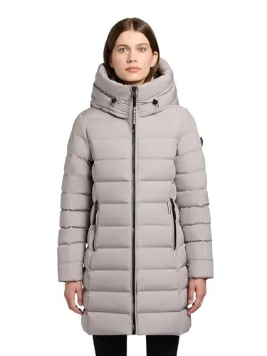 KHUJO Nekar-YM Steppmantel - Funktionsjacke für Damen, tailliert und windabweisend, mit extragroßer Kapuze und fleecegefütterten Taschen – ideal für kalte Wintertage.