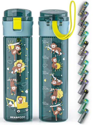 BEARFOOT Trinkflasche Trinkflasche Kinder, 500ml, leicht - Bagger-blau