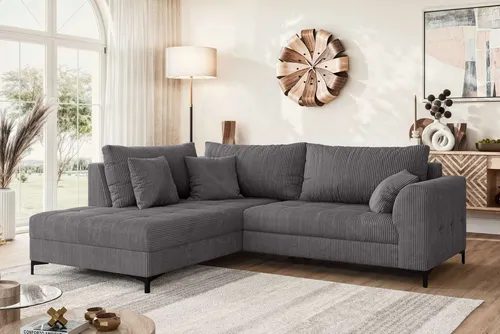 OTTO home Ecksofa LEEVKE mit Ottomane, 232 cm, moderne Farben - Elegantes Ecksofa »LEEVKE« in 232 cm Breite, bietet hohen Sitzkomfort und eine Belastbarkeit von 480 kg. Ideal für dein Wohnzimmer mit stilvollem Design und praktischer Ottomane, die sowohl Komfort als auch Funktionalität vereint.