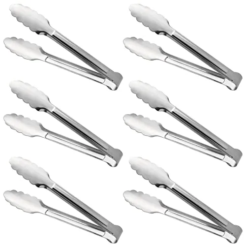 Servierzange, Buffetzange, ACAUTO Edelstahl Food Tong Servierzange Kleine Servierzange Edelstahl Mini Appetizer Zangen (18 CM(6 Pack))