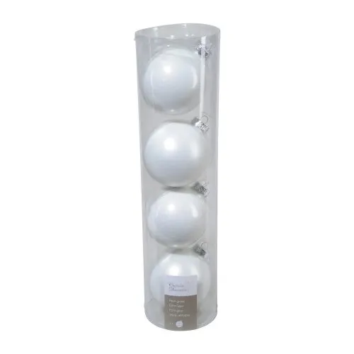 Kaemingk Weihnachtskugel 10cm Glas glanz/matt 4 Stück winterweiß