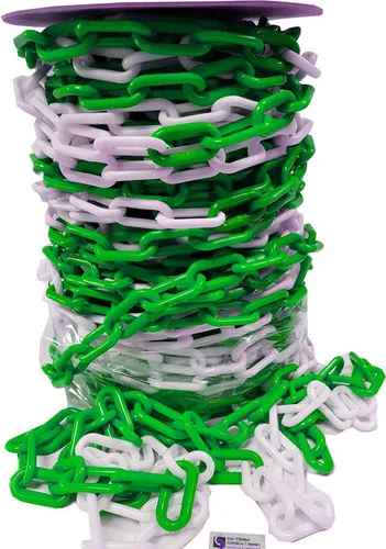 Absperrkette 8mm stark - 25 m Set mit Notgliedern (grün-weiß,8 mm)