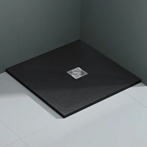 Mai & Mai Duschwanne 80x80cm Mineralguss Anthrazit Matt - Elegante Duschwanne aus einem Stück gegossen, mit rutschfester Oberfläche und integriertem Gefälle für einen raschen Wasserablauf. Inklusive Ablaufgarnitur und für einfache Installation nach DIN-Anschluss geeignet.