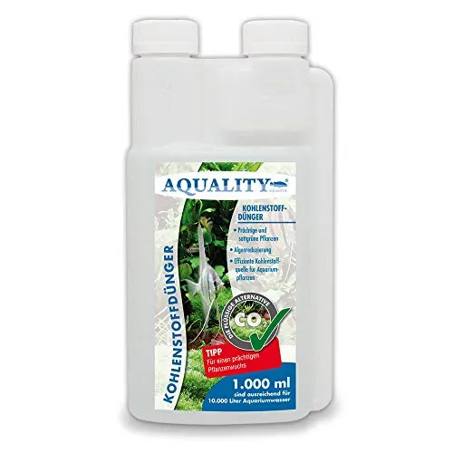 AQUALITY Aquarium CO2 Kohlenstoffdünger (Für prächtige, sattgrüne Aquarium-Pflanzen. Reduziert Algen, effiziente Kohlenstoffquelle), Inhalt:1 Liter