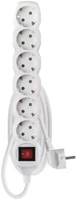 EMOS P1621R Steckdosenleiste, 6 Steckdosen, 1,5m, 1,5mm², Schalter, weiß (1922160152)