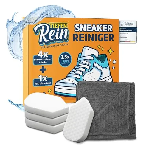 Premium Schmutzradierer Schuhe | 4 Stück Sneaker Reiniger Weiß - Radierschwamm mit 2,5X höherer Haltbarkeit | Zauberschwamm und Sneaker Cleaner | Schuhschwamm als Schuhputzset & Schuhreiniger