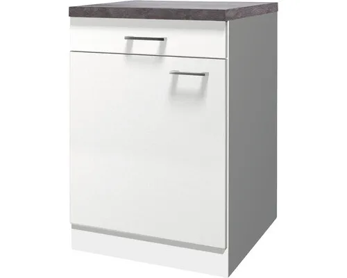 Flex Well Unterschrank Lucca 60 x 60 x 85 cm - Küchenschrank in elegantem Weiß, mit praktischer Schublade und Drehtür für optimalen Stauraum und Organisation in Ihrer Küche.