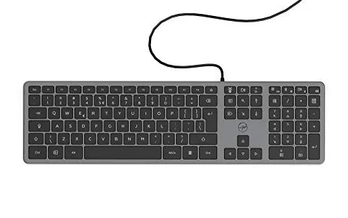 Mobility Lab ML302843 Ultraflache PC-Tastatur, Elegantes und ultradünnes Design QWERTY US International - Kabelgebunden - Space Grey - 450 x 130 x 28 mm - QWERTY US International