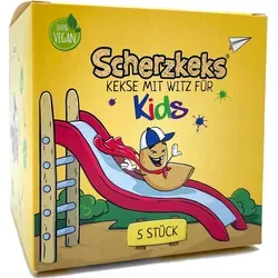 Scherzkeks® Kids - 5 Kekse mit Witz für Kids, 5er Box Glückskekse mit kindgerechten Scherzfragen im Inneren, zum Kindergeburtstag, Ostern, Schul...