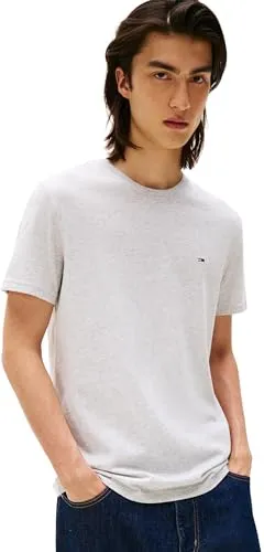 Tommy Jeans TJM XSLIM JASPE HTR TEE EXT - Stylisches Herren-T-Shirt in Größe XL, lt. Grey Htr. Mit bequemem Rundhalsausschnitt und elastischem Single Jersey für perfekten Tragekomfort.