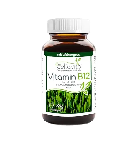 Cellavita Vitamin B12 hochdosiert | Vitamin B12 als Methylcobalamin, Hydroxocobalamin und Adenosylcobalamin (MHA) alle drei natürlichen und bioaktiven Formen von Vitamin B12 Kapseln | (60 Kapseln)