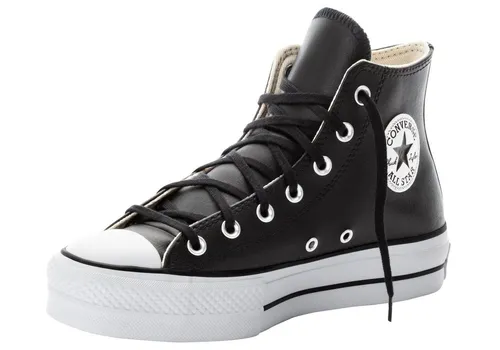 Converse 561675C All Star Leather Platform Black Gr. 40 - Damen-Sneaker aus hochwertigem, glattem Leder für einen stilvollen Look und optimalen Tragekomfort.