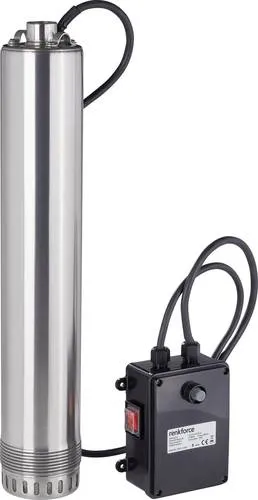 Renkforce Tauchpumpe Tiefbrunnenpumpe 900 W - Wasserpumpen - Leistungsstarke 900 W Tiefbrunnenpumpe mit 20 m Kabel und integrierter Schaltbox für zuverlässigen Motorschutz, ideal für tiefe Brunnen.
