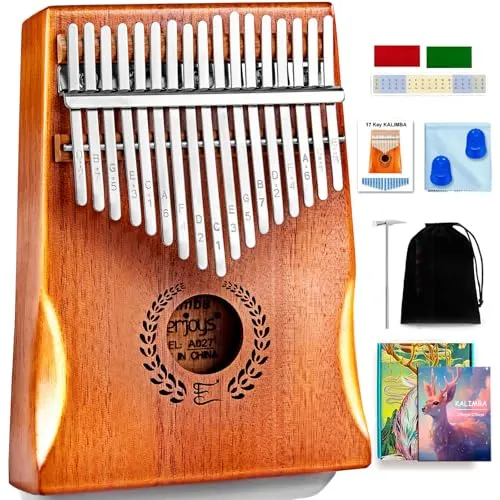Kalimba Daumen Klavier 17 Schlüssel, Tragbare Fingerklavier -Marimbas Mit Tragensack, Schnelles Songbook, Tuning Hammer, alles in Einem Kit