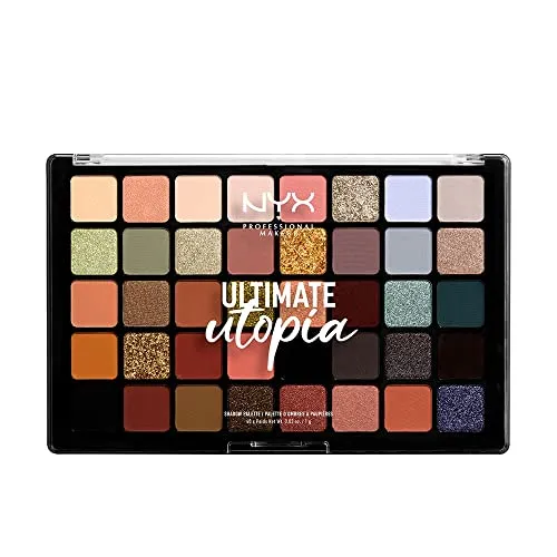 NYX Professional Makeup Ultimate Shadow Palette - 40 Farbtöne - Professionelle Lidschattenpalette mit 40 hochpigmentierten Farben in verschiedenen Finishes, ideal für kreative Herbst-Looks und lange Haltbarkeit.