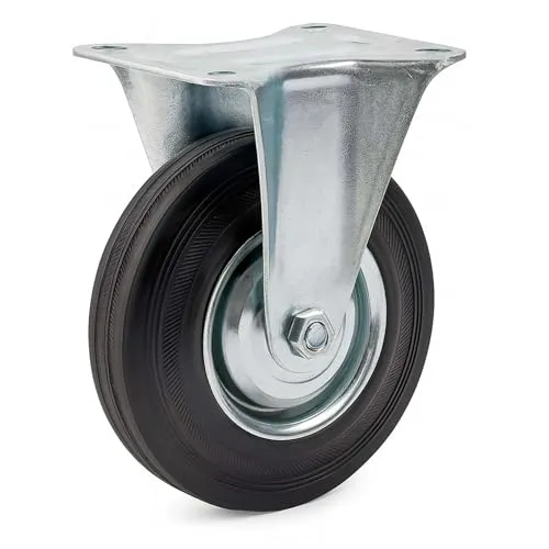 Wiltec Bockrolle Ø125mm mit Gummirad und Metallfelge 100kg Tragkraft, Vollmaterial Apparaterolle Transportrolle Möbelrolle, leiser Lauf