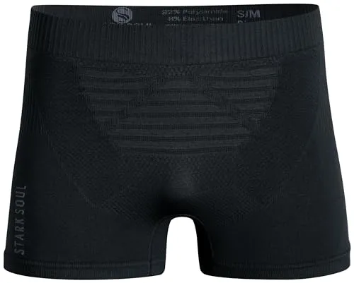 STARK SOUL Sport Boxershorts Herren Seamless Sportunterwäsche -Performance- Boxer Männer, leicht und Atmungsaktiv, Schwarz, Gr: S/M