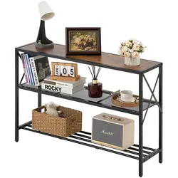 VEVOR schmaler Konsolentisch - 106 cm Länge, 45,3 kg belastbar - Konsolentische fürs Wohnzimmer mit robustem MDF-Holz und Metallrahmen, ideal für enge Räume und vielseitig einsetzbar als Flurtisch oder Sofatisch.