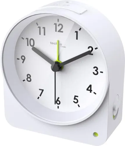 Technoline ModellZ Quarzwecker mit schleichendem Sekundenzeiger, ohne Ticken, analog, Hintergrundbeleuchtung, Nachtlicht-Funktion,