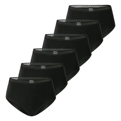 Damen Slip von SCHIESSER im Sechserpack - Bequeme Slips für Damen aus weichem Baumwoll-Jersey. Mit elastischem Spitzenband am Bund für optimalen Sitz. Ideal für den täglichen Gebrauch. Gewählte Variante: Schwarz, Größe XL.