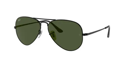 RAY BAN Sonnenbrille RB 3689 914831 – Stilvolle Rundform - Moderne Unisex-Sonnenbrille mit 100% UV-Schutz. Leichtes Metallgestell in Schwarz und grüne Gläser bieten einen coolen Look und optimalen Tragekomfort.