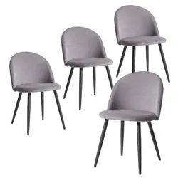 LuxusKollektion Esszimmerstuhl Set aus Samt – 4 Stühle in Grau