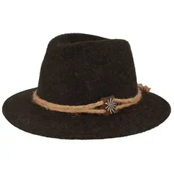 Breiter Trachtenhut Traveller Tiroler-Art grau 59 - Caps & Hüte, stilvoller Traveller-Hut mit breiter Krempe aus 100% Wolle, ideal für traditionelle Anlässe und Outdoor-Aktivitäten.