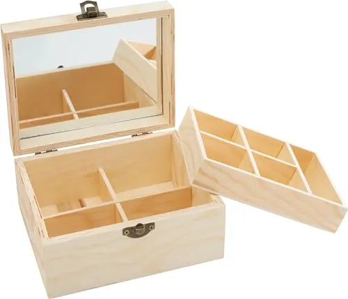 VBS Mini-Schmuckkästchen Kiefernholz 15x12x7cm Kiste Kasten Schmuckkasten Truhe Holztruhe