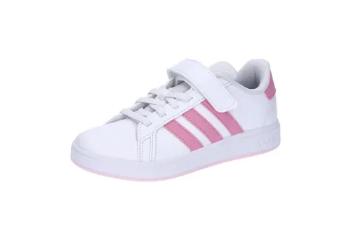 adidas GRAND COURT 2.0 EL C Kinder Sneaker - Sneaker für Kinder, aus teilweise recyceltem Kunstleder, mit elastischen Schnürsenkeln für sicheren Halt und Gummilaufsohle für ganztägigen Komfort.