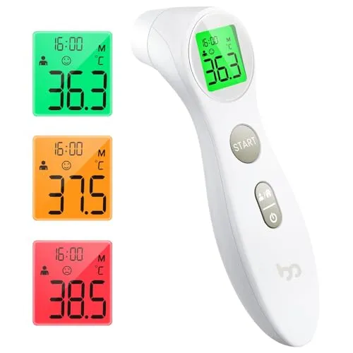 Femometer Stirnthermometer für baby Kinder und Erwachsene, Fieberthermometer kontaktlos mit Fieberalarm, 1s sofortig genaues Messwert, Weiß