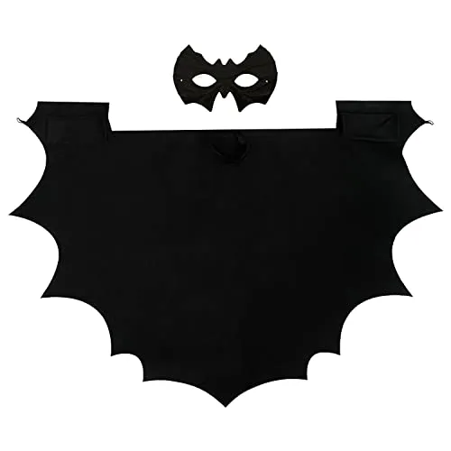 Oblique Unique® Fledermaus Kostüm Set Flügel Umhang + Maske Schwarz Bat Cape zum Verkleiden für Fledermauskostüm Vampir zu Halloween Karneval Fasching Motto Party