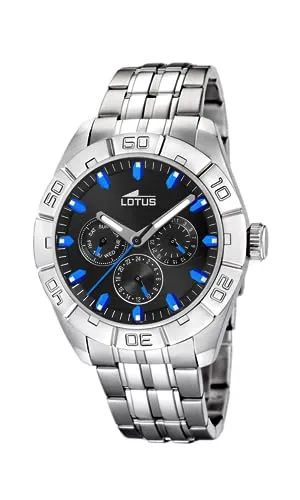 Lotus Herren Analog Uhr Edelstahl 316L Silber - Quarz - Mineralglas - 5 ATM Wasserdicht - Multifunktion 15814/D Special Prices