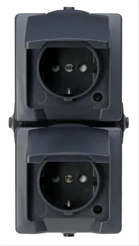 NAUTIC Senkrechte 2-fach Schutzkontakt-Steckdose anthrazit von Kopp