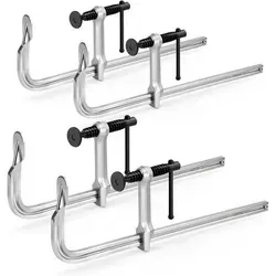 F-Klemmen Schraubzwingen 4 Stück 300 mm aus geschmiedetem Stahl - Praktisches 4er Set F-Klemmen mit 300 mm Öffnungsbreite. Ideal für Holz- und Metallarbeiten. Die korrosionsbeständige Beschichtung sorgt für Langlebigkeit und die hohe Spannkraft bis zu 204 kg garantiert eine sichere Fixierung.