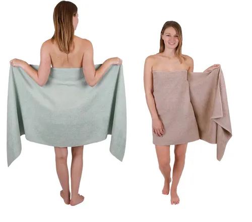 Betz 2 Saunatücher XXL BERLIN 70x200cm - Hochwertige Badetücher im Set für Sauna und Strand, aus 100% Baumwolle, besonders weich und saugfähig, ideal für Erwachsene mit Handtuchaufhänger.