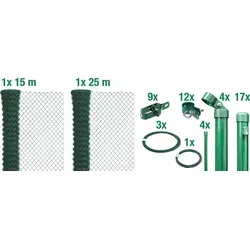 Alberts Maschendrahtzaun 80 cm, 40 m Komplettset - Gartenzaun zum Einbetonieren, robust und pflegeleicht mit zinkphosphatierter Stahloberfläche, ideal für jeden Gelände-Typ.
