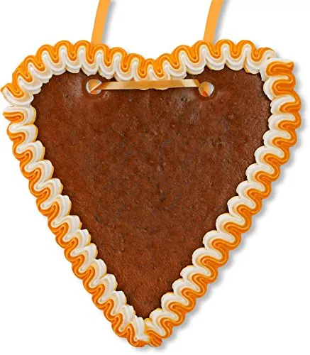 Lebkuchenherz Rohling mit Rand,18 cm - Orange-Weiß
