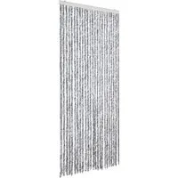 vidaXL Insektenschutz-Vorhang 100x220 cm - Weiß und Grau - Fliegengitter aus weicher Chenille, der Insekten fernhält und Privatsphäre schützt. Leicht abnehmbar, wasserdicht und ideal für Türen in Wohnräumen oder Wohnmobilen.
