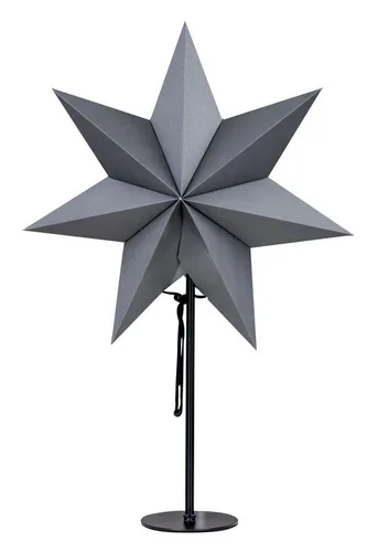 Levandeo® LED Stern H50cm - Grauer Weihnachtsleuchtstern mit Standfuß - Beleuchtete Weihnachtssterne: Moderner LED Stern in Grau, 50 cm hoch, sorgt mit warm-weißem Licht für festliche Stimmung und ist stabil auf einem Metallfuß.