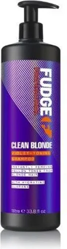 Fudge Clean Blonde Violet-Toning Shampoo 1000 ml - Shampoo für blondes Haar, neutralisiert Gelb- und Kupferstiche und sorgt für glänzendes, gesundes Haar mit UV-Schutz und Guarana für extra Kraft.