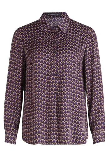 Betty Barclay Damen Longbluse Langarm in Purple/Brown - Damenbluse aus 100% atmungsaktiver Viskose, eleganter Stil mit Knopfleiste und grafischem Muster, perfekt für einen stylischen und bequemen Look.