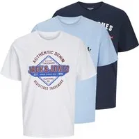 Jack & Jones Herren T-Shirt im 3er Pack - Zeitloses Herren-T-Shirt mit optimalem Komfort. Kurze Ärmel und klassischer Rundhalsausschnitt sorgen für eine bequeme Passform. Hochwertiges Jersey-Material garantiert Langlebigkeit und weiche Haptik.